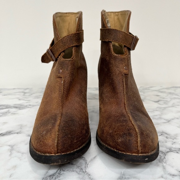 Durango waxed Nubuck suede block heel ankle boots distressed woman’s size 8 - Picture 3 of 10